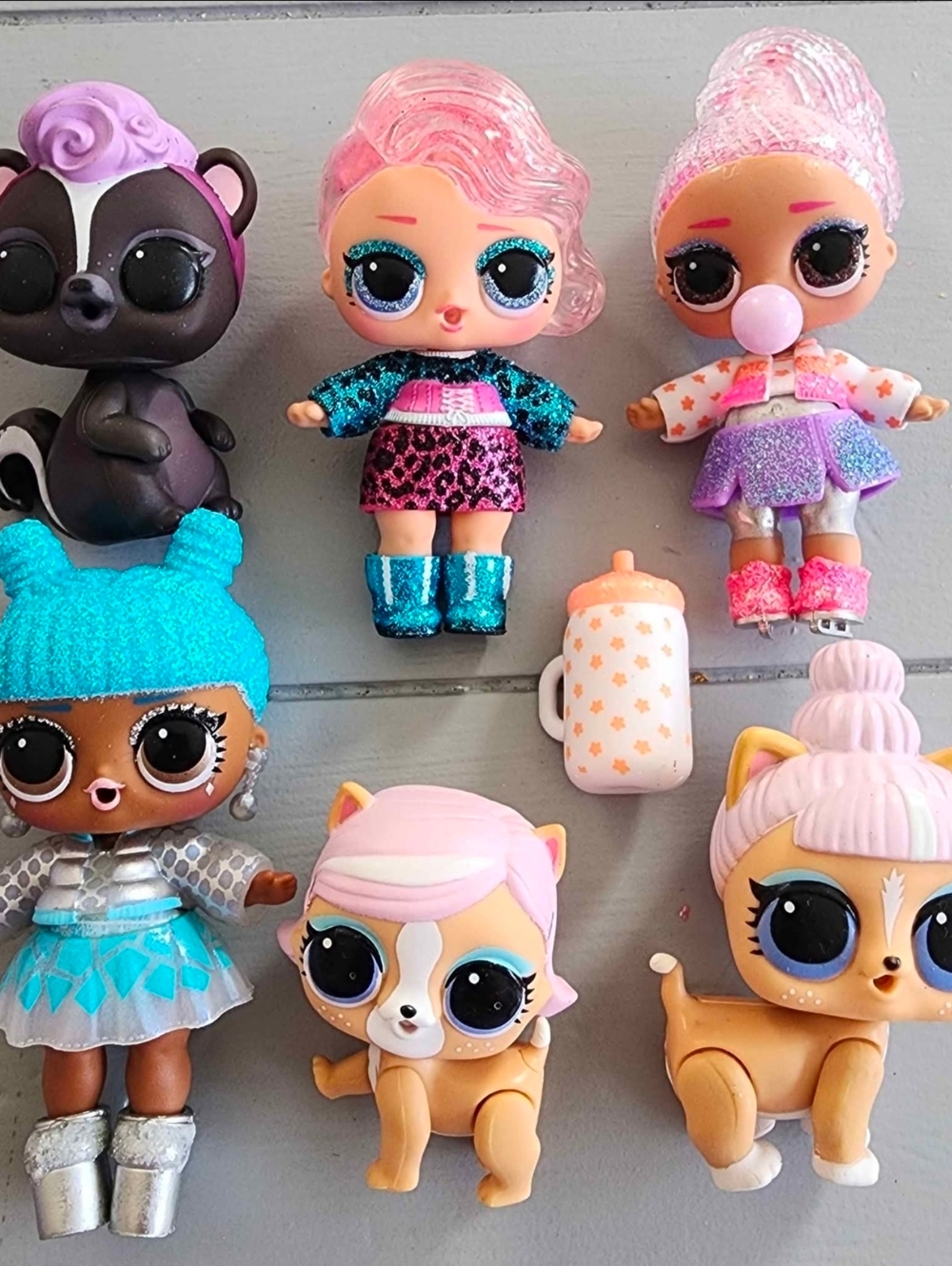 MGA LOL Surprise! Doll / Mixed Pet Lot of 6 Collection Mini Dolls Glitter Clear
